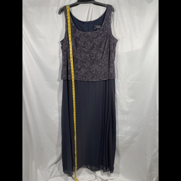 NEW Alex Evenings [PLUS‎ Sz 16W ] Mock Sparkly Top Gown in Smoke Grey - Picture 5 of 12
